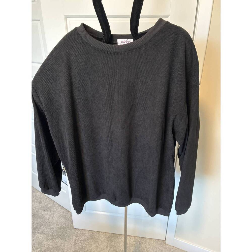 NEW JESS LEA women's ribbed sweater in black